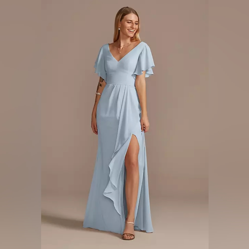 David's Bridal Flutter Sleeve Dress
